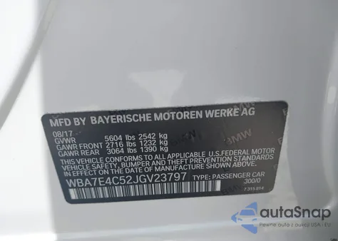 2018 BMW 740I xDrive z USA, uszkodzony, nr VIN WBA7E4C52JGV23797